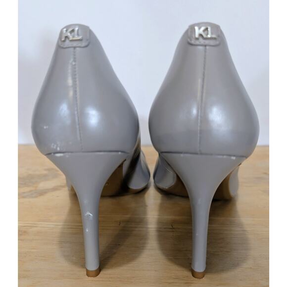 Karl Lagerfeld Paris Gray Leather Quilted Pointed Toe Pumps Size 9.5 - Picture 4 of 7